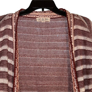 Pink Rose multi colored maroon and white fall knit cardigan medium
